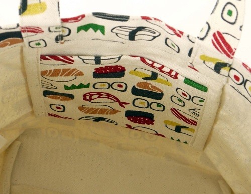 ミニトートバッグ　内ポケット付　おすしWH 画像